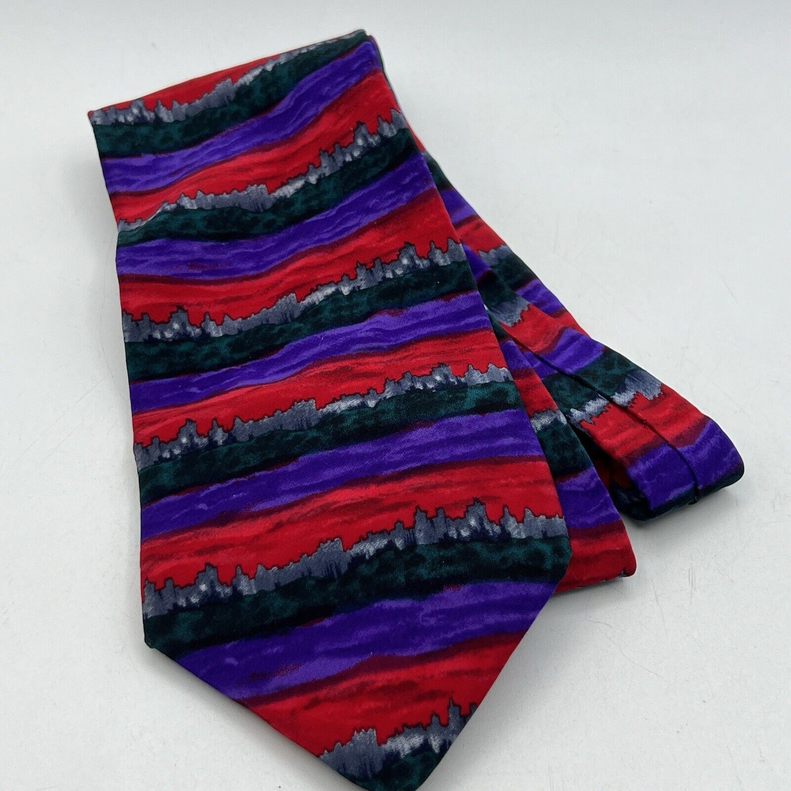 Jerry Garcia Grisman Skyline City Collection 8 AbstractRed Purple Black Tie 4"