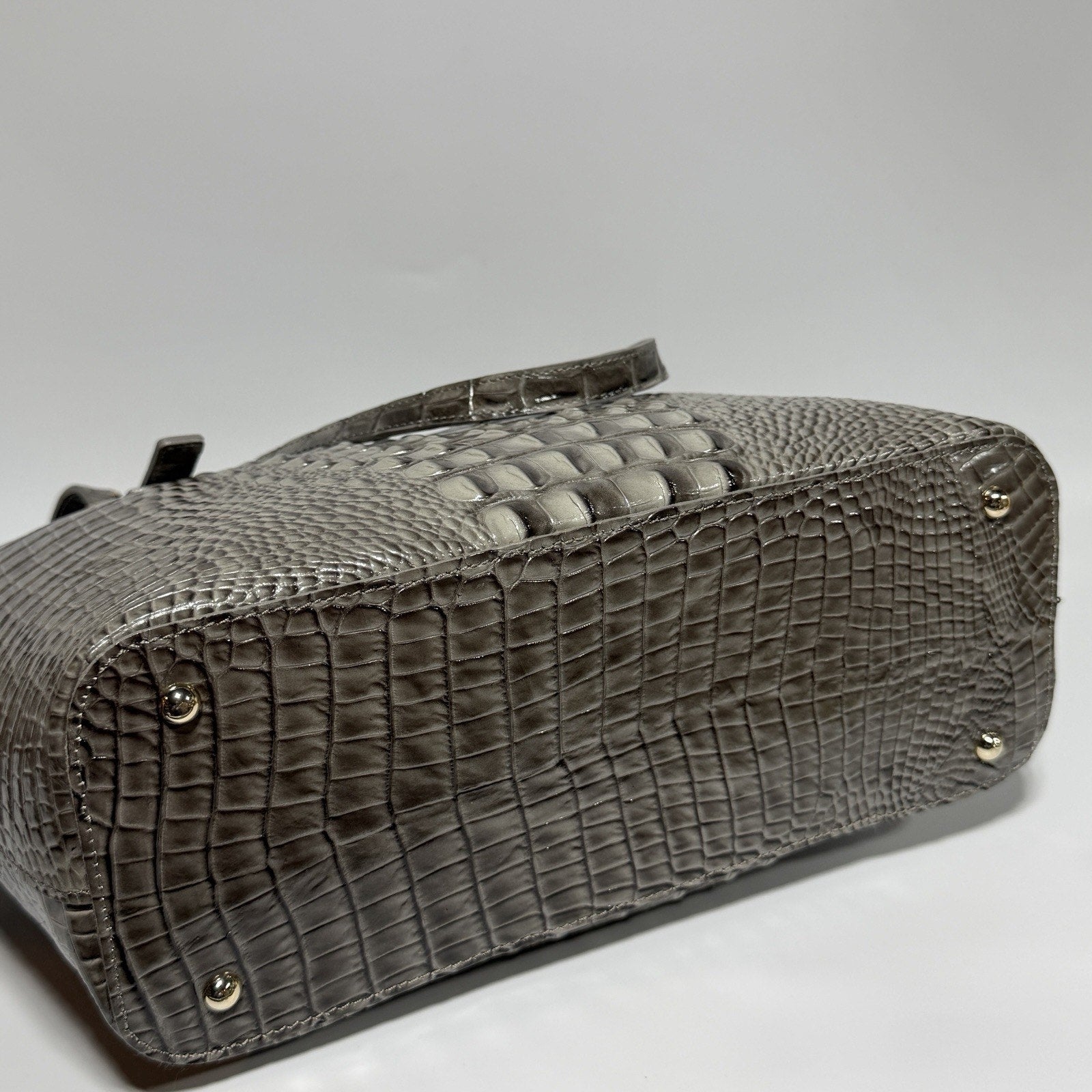 Brahmin Asher Leather Tote Purse Medium Embossed Croc Gray Falcon 15" NEW w/ tag