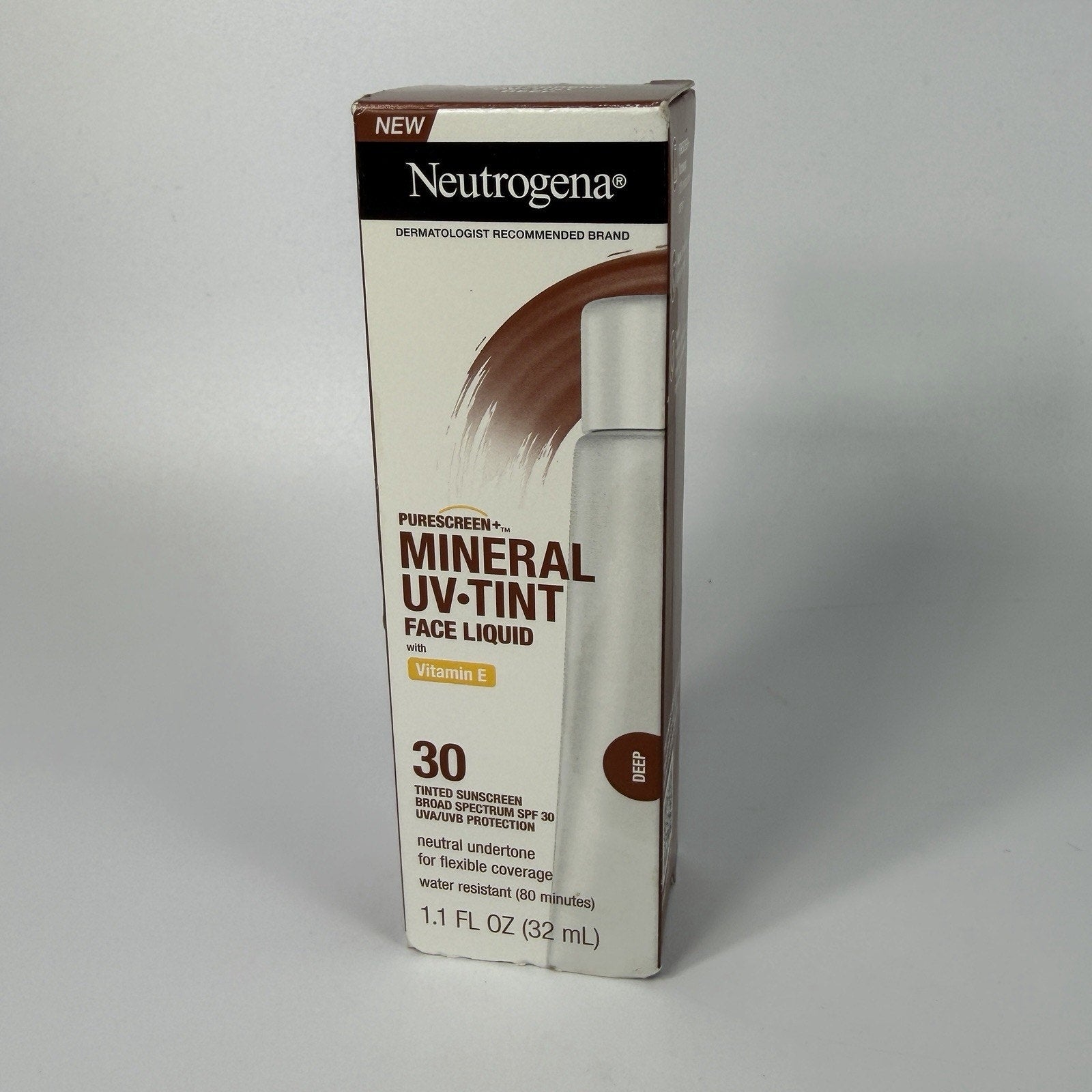 Neutrogena Mineral UV Tint Face Liquid SPF30 DEEP 1.1 fl oz EX 02/2026
