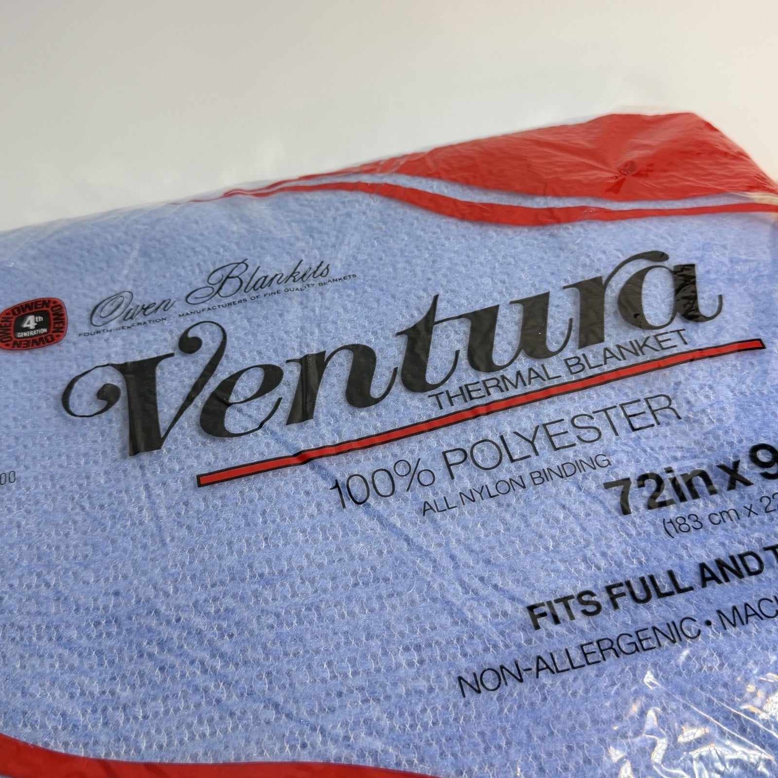 Owen Ventura Thermal Blanket Waffle Polyester Satin Trim 72x90 Blue Full Twin
