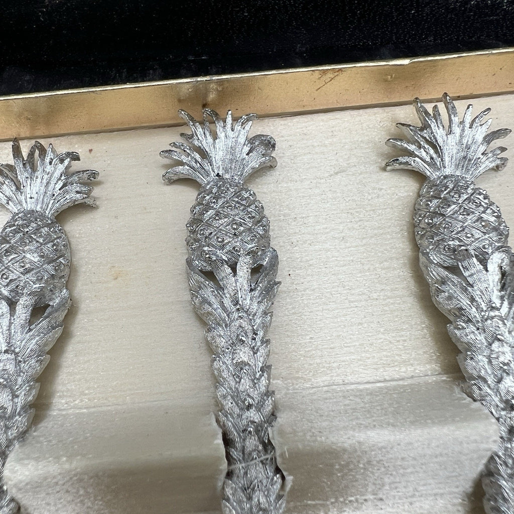 Set 6 Vintage Silver Plated Pineapple Oyster Appetizer Fork Janis Collection 4"