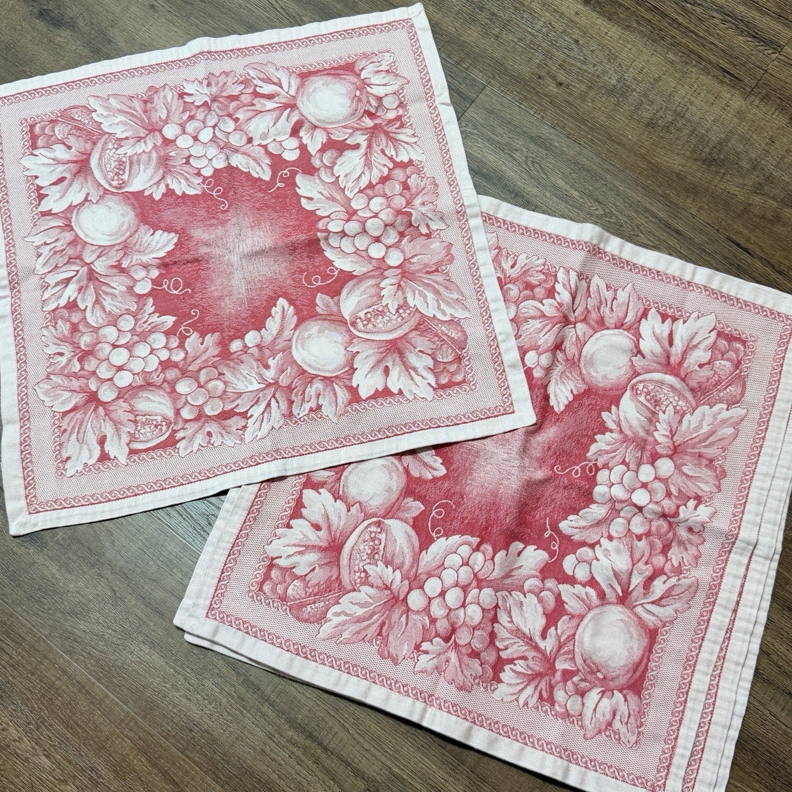Set 4 Le Telerie Toscane Jacquard Dinner Napkins 20" Cotton Red Fruits Italy