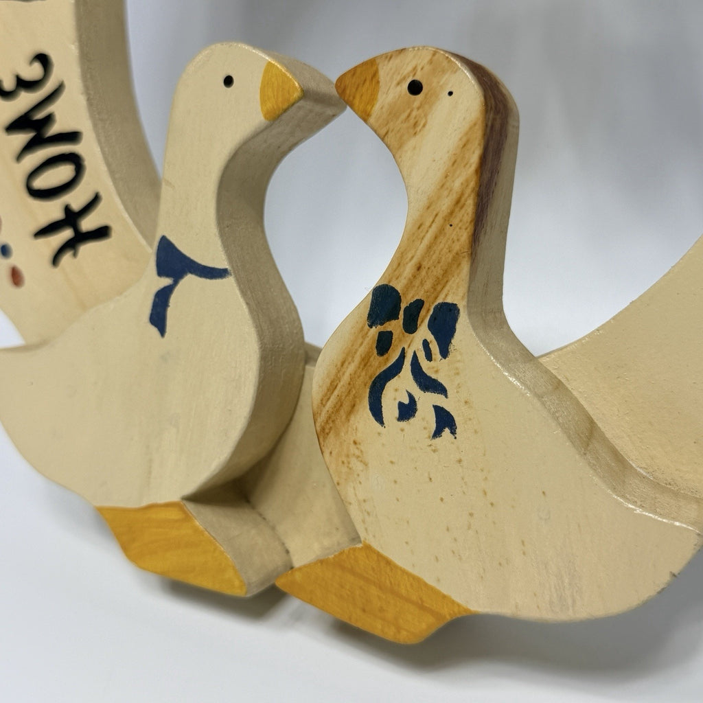 Vintage 11" Country Heart Goose Wreath Sign Home Where You Hang Your Heart 90s