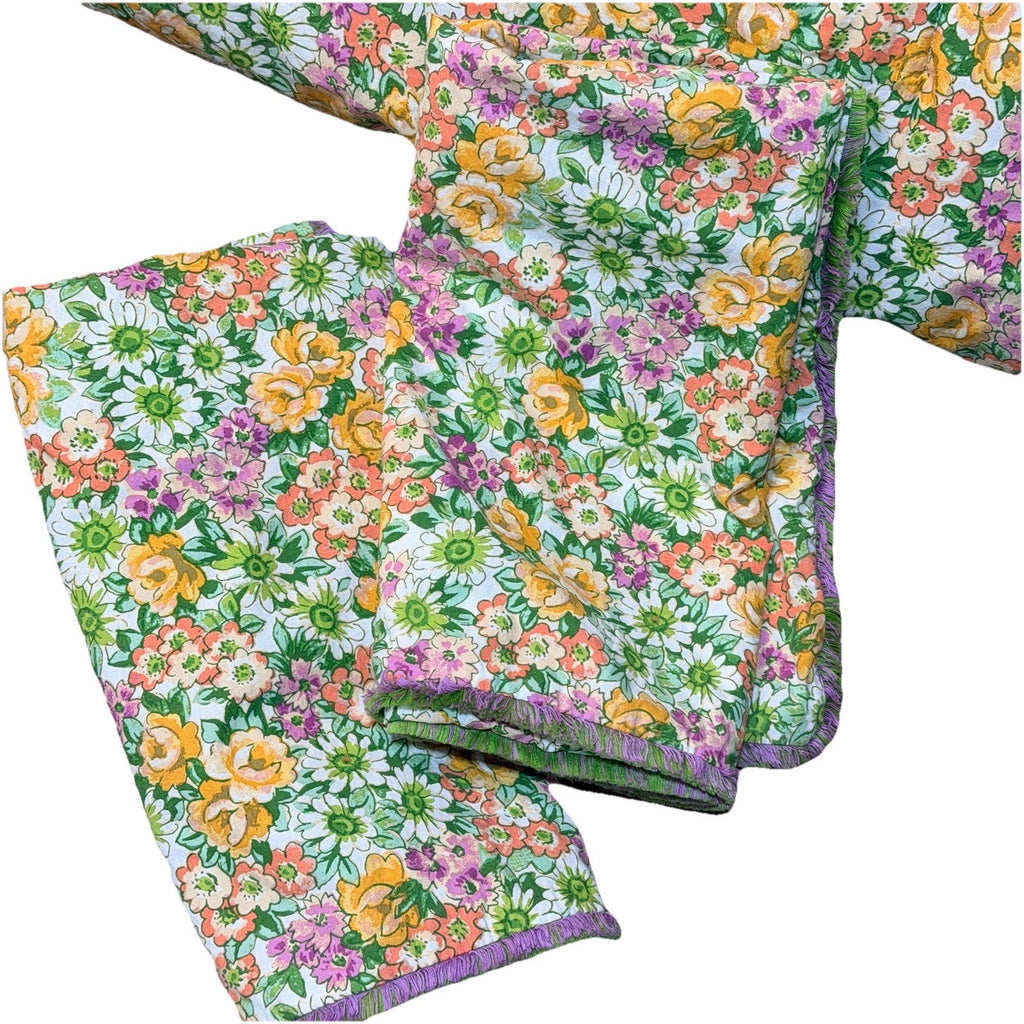 Lady Pepperell Cristina Floral Flower Power Green Purpler Comforter Shams Queen