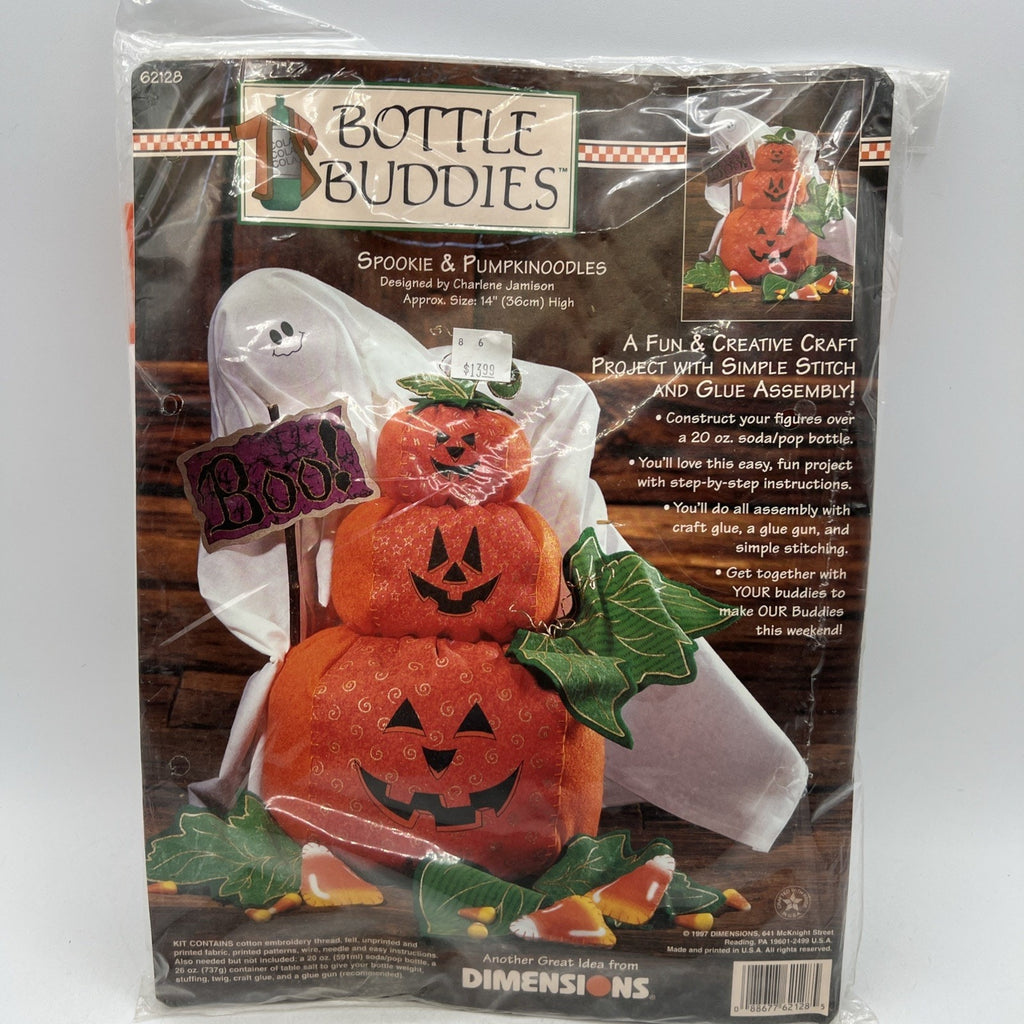 Vintage Dimensions Bottle Buddies Spookie & Pumpkinnoodles Felt Craft Kit 1997