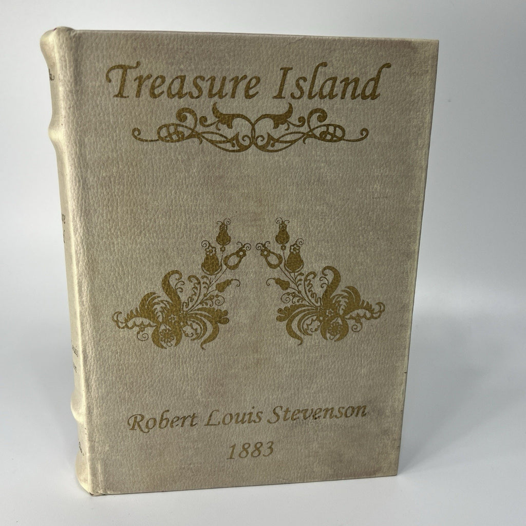 Faux Fake Book Storage Stash Box Library Safe Treasure Island Lined Gray Gold 8"