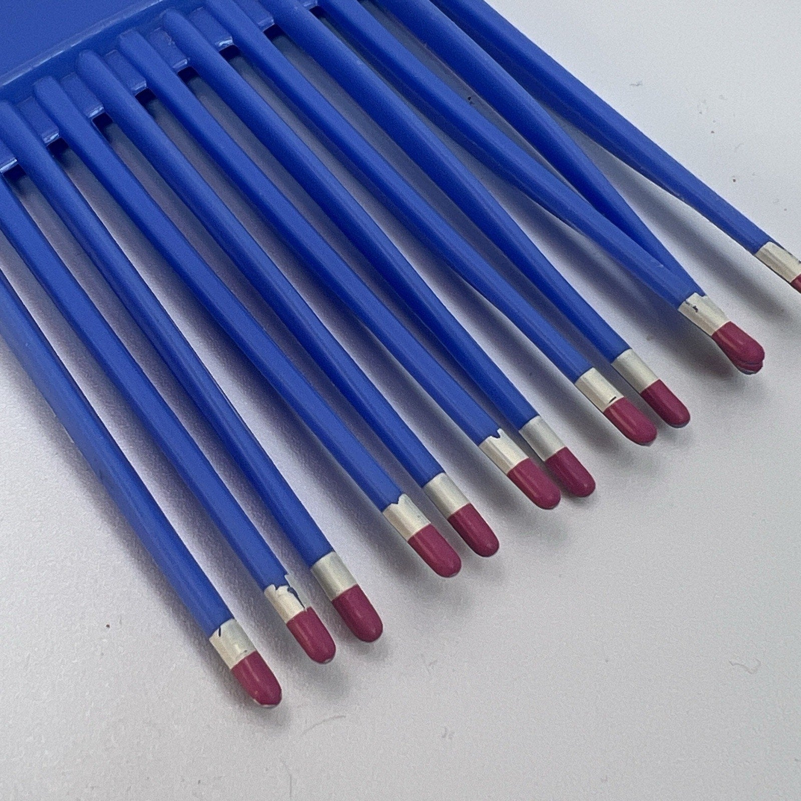 Vintage 1980s USA Patent 4345608 Color Dip Hair Pick Lift Comb Blue White 6.5”