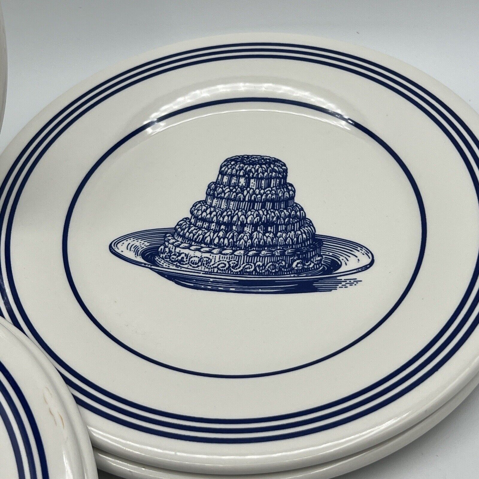 Set 8 Williams Sonoma Carime 9” Dessert Cake Plates Blue White Stripe England