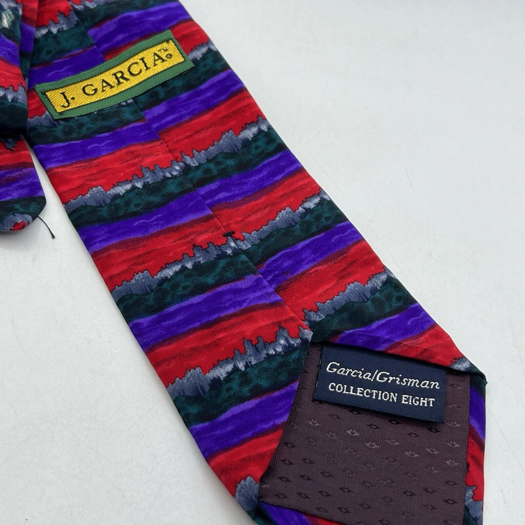 Jerry Garcia Grisman Skyline City Collection 8 AbstractRed Purple Black Tie 4"