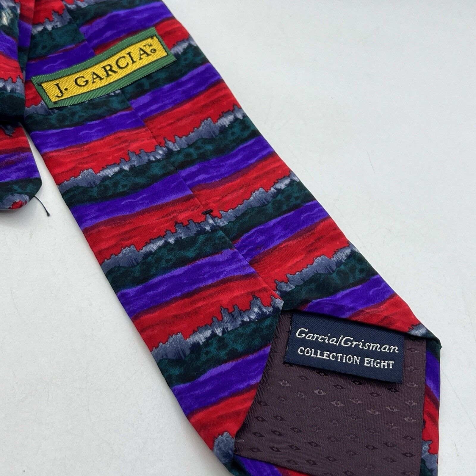 Jerry Garcia Grisman Skyline City Collection 8 AbstractRed Purple Black Tie 4"