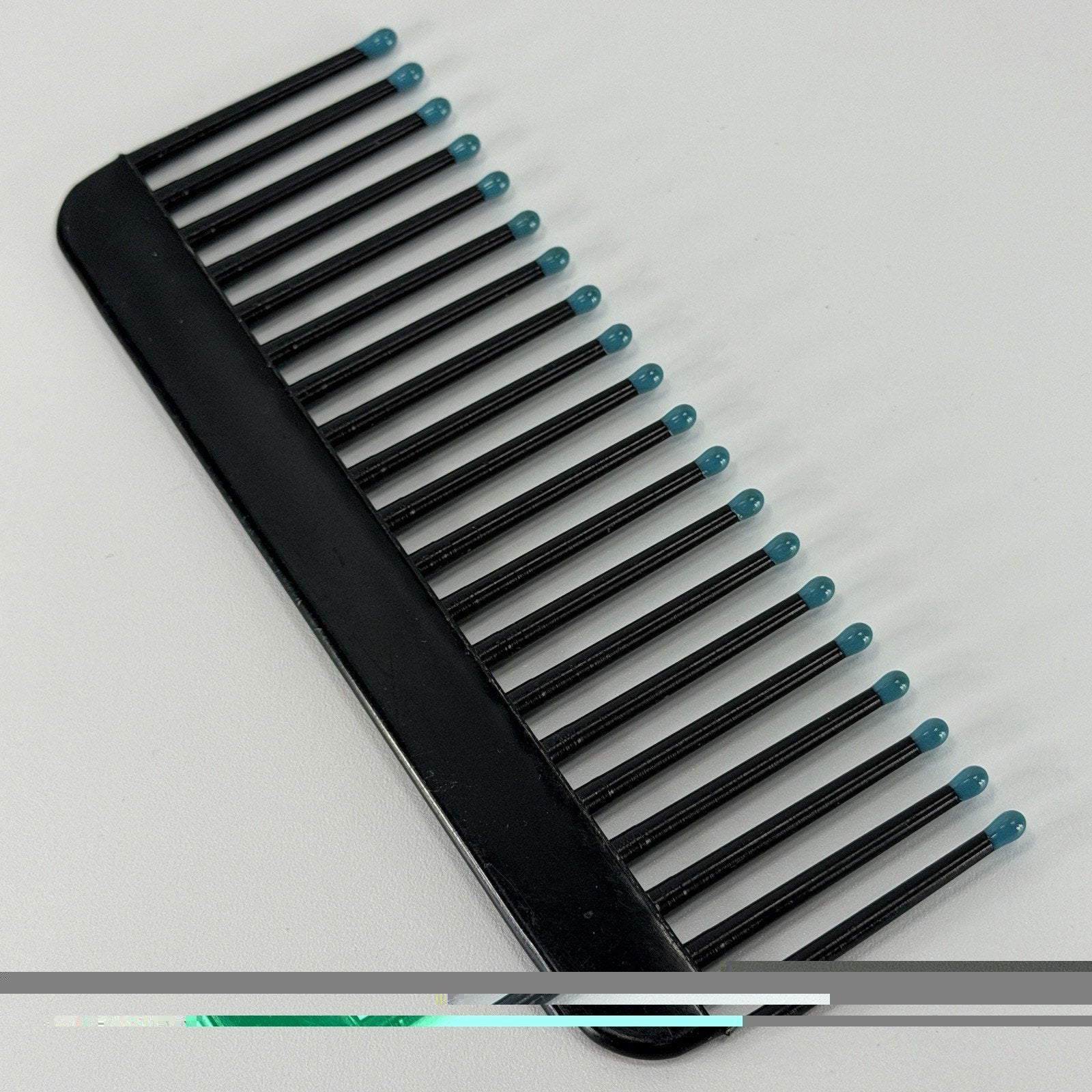 Vintage Black Teal Color Dip Wide Tooth Comb 80s 90s Plastic 6.5"