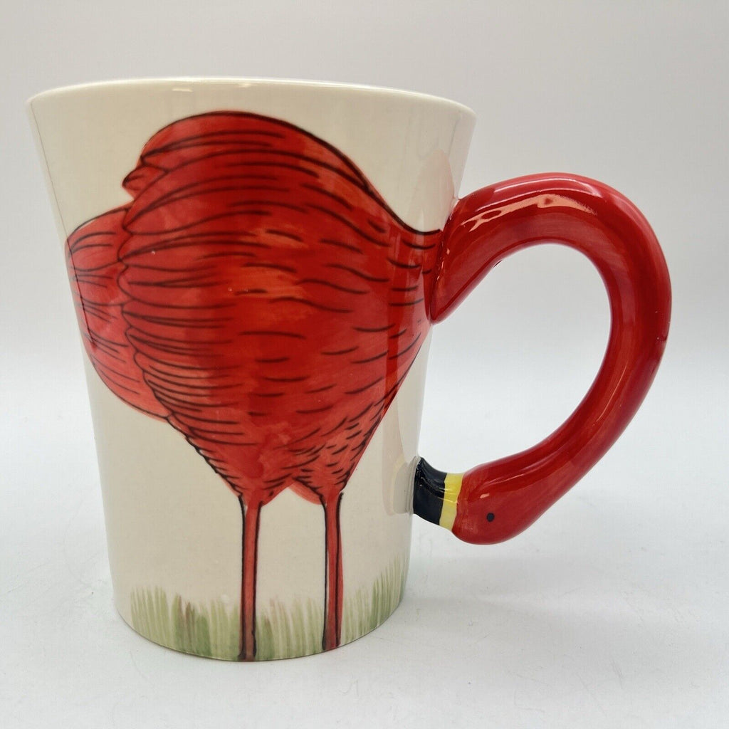Large Pier 1 Pink Flamingo Bird 3D Coffee Mug 16oz Ceramic Sculpted Handle 5"