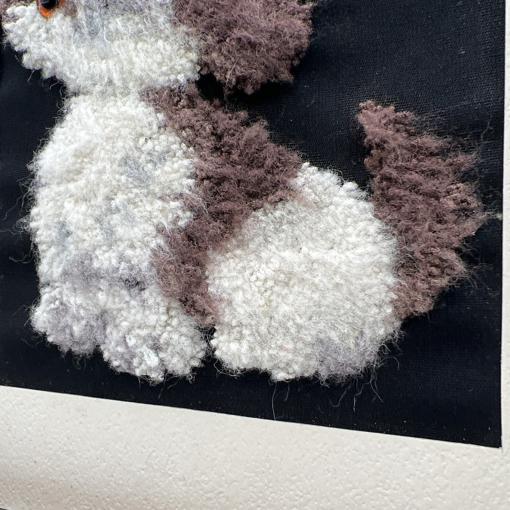 Vtg Felt Punched Latch Hook Dog Picture 3D Framed Puppy Lhaso Apso Poodle 10x12"