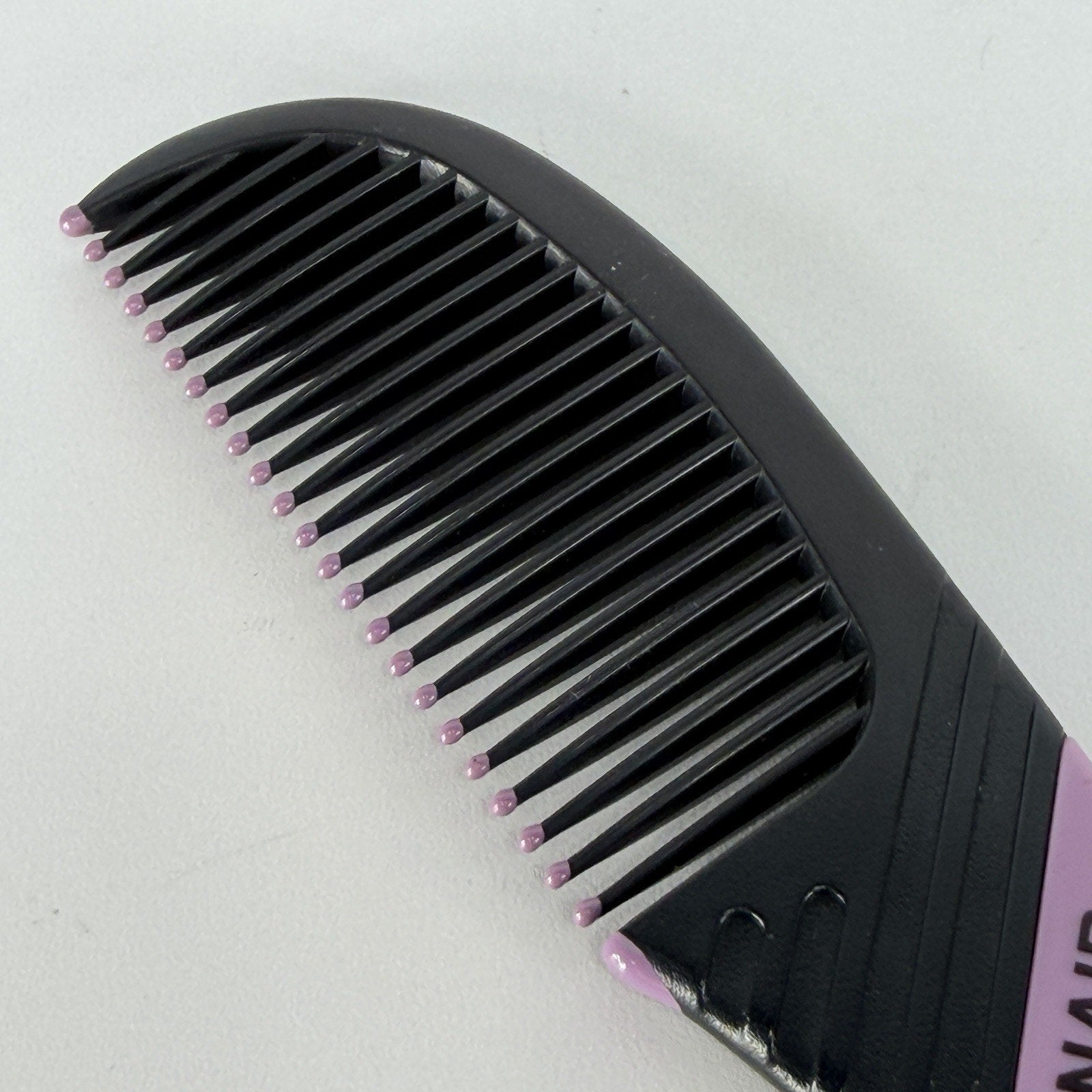 Vtg Conair Wide Tooth Hair Comb Plastic Black Purple Stripe Pocket 6" Travel 90s