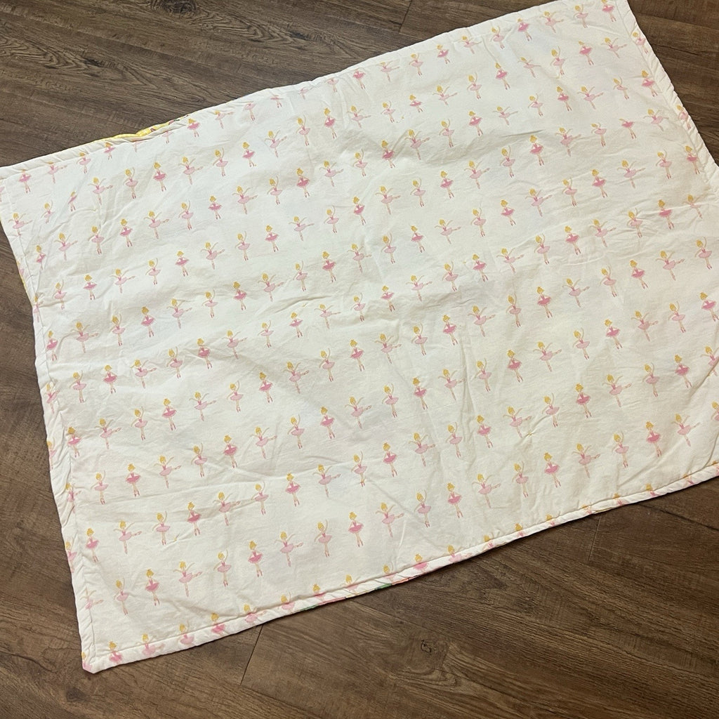 Vtg Homemade Infant Baby Quilt Crib Blanket Animals Yellow Pink Gingham 32x42