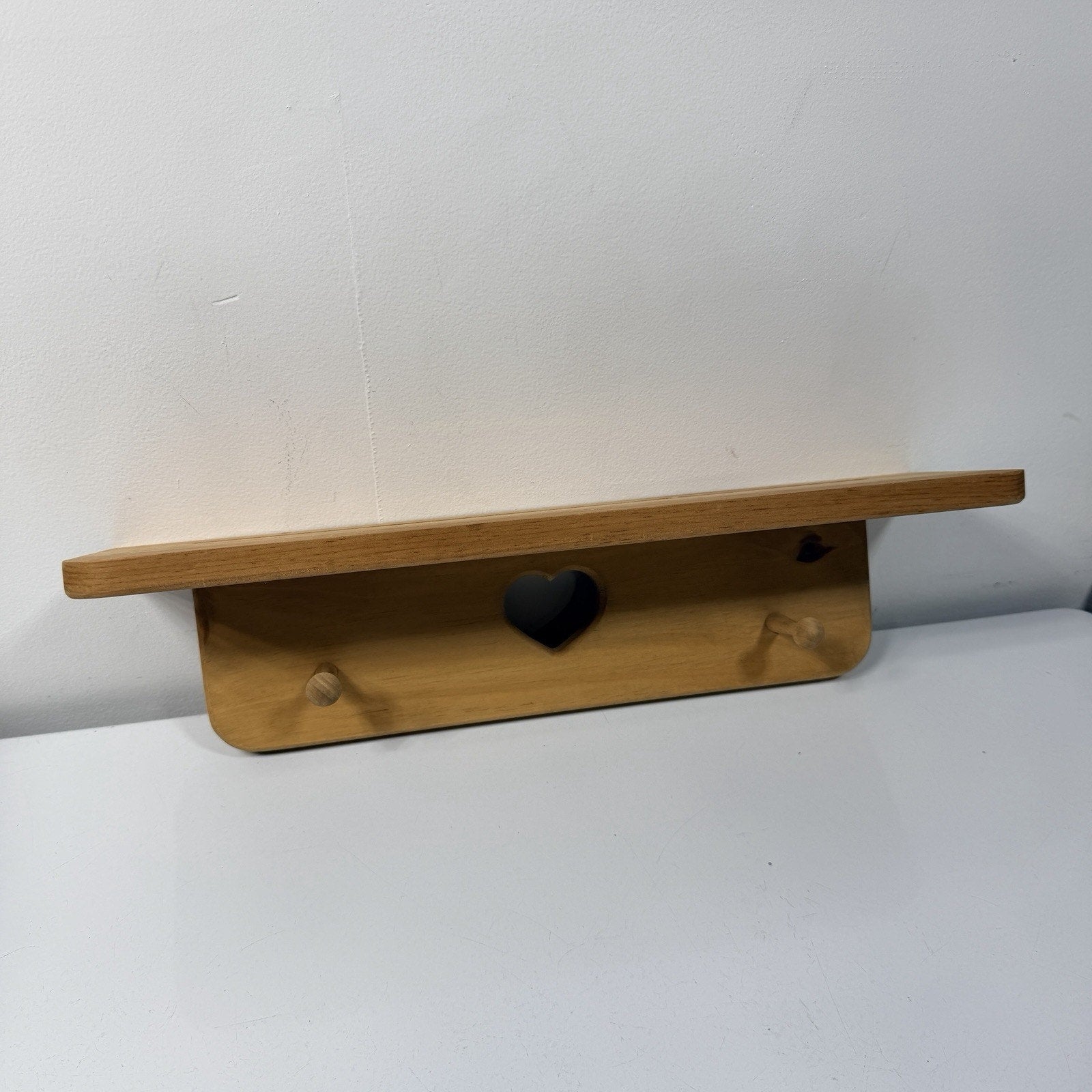 House Shaped Wood Wall Shelf Miniature Display 13 Cubbies Lined 8.25" NEW