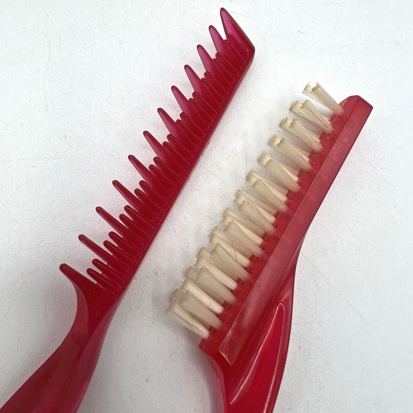 Set Vintage Adorn Hairspray Teasing Finishing Comb Brush Pink Lucite 6.5"