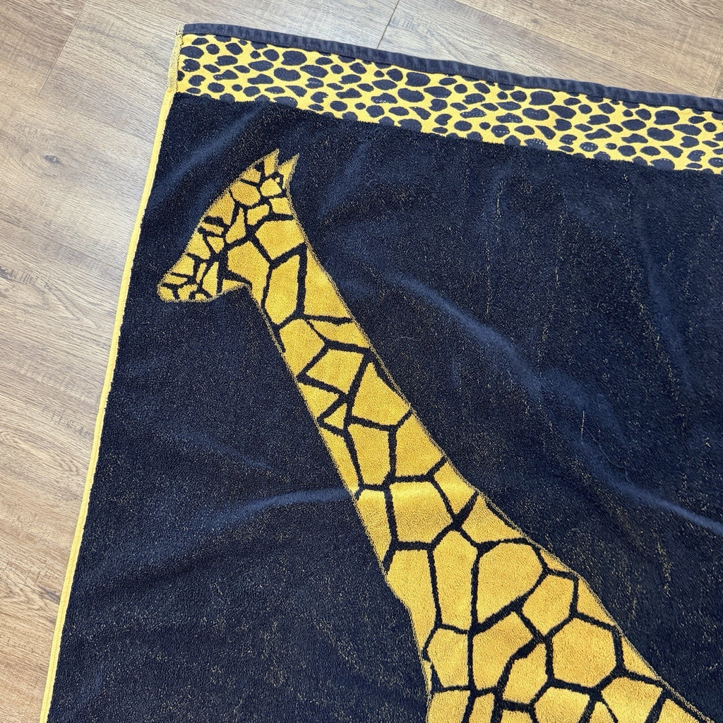 Vtg Royal Plaza Egyptian Cotton Beach Towel 35x68 Giraffe Gold Black RN109354