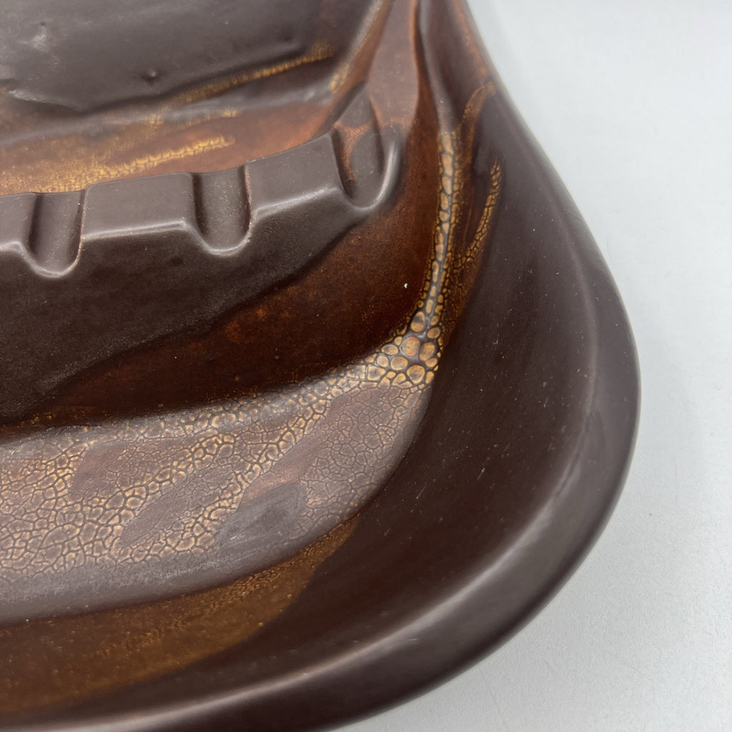 Vtg Royal HAEGER 2094 Brown Earth Wrap Molted Ashtray USA 12.5" MCM 1970s