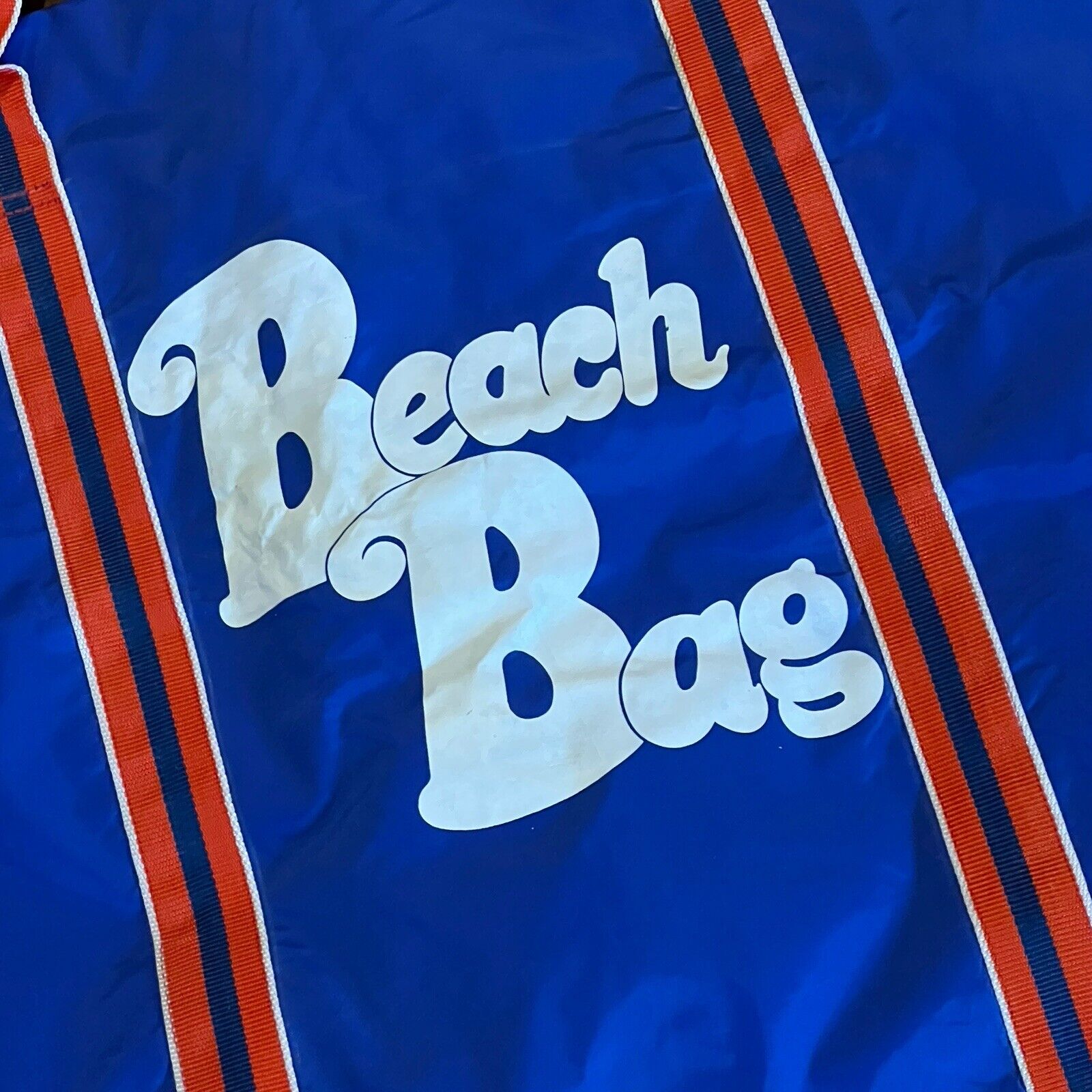 Large Vtg Convertible Beach Bag Blanket Styly Red White Blue New 18x22" Nylon