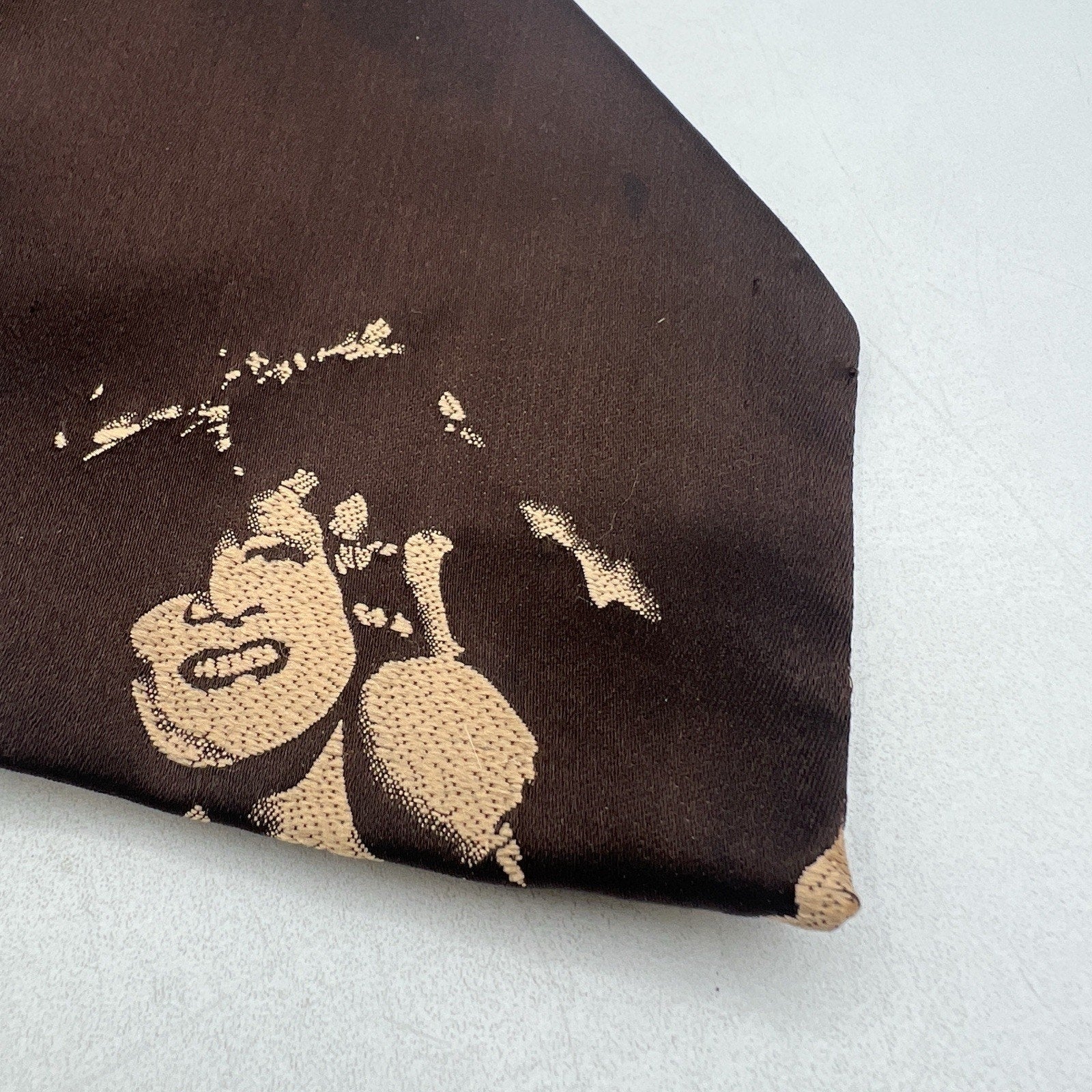 Vtg Liebert Brown Gold Woman Silhouette Neck Tie Pop Art Zoot Suit 40s 70s