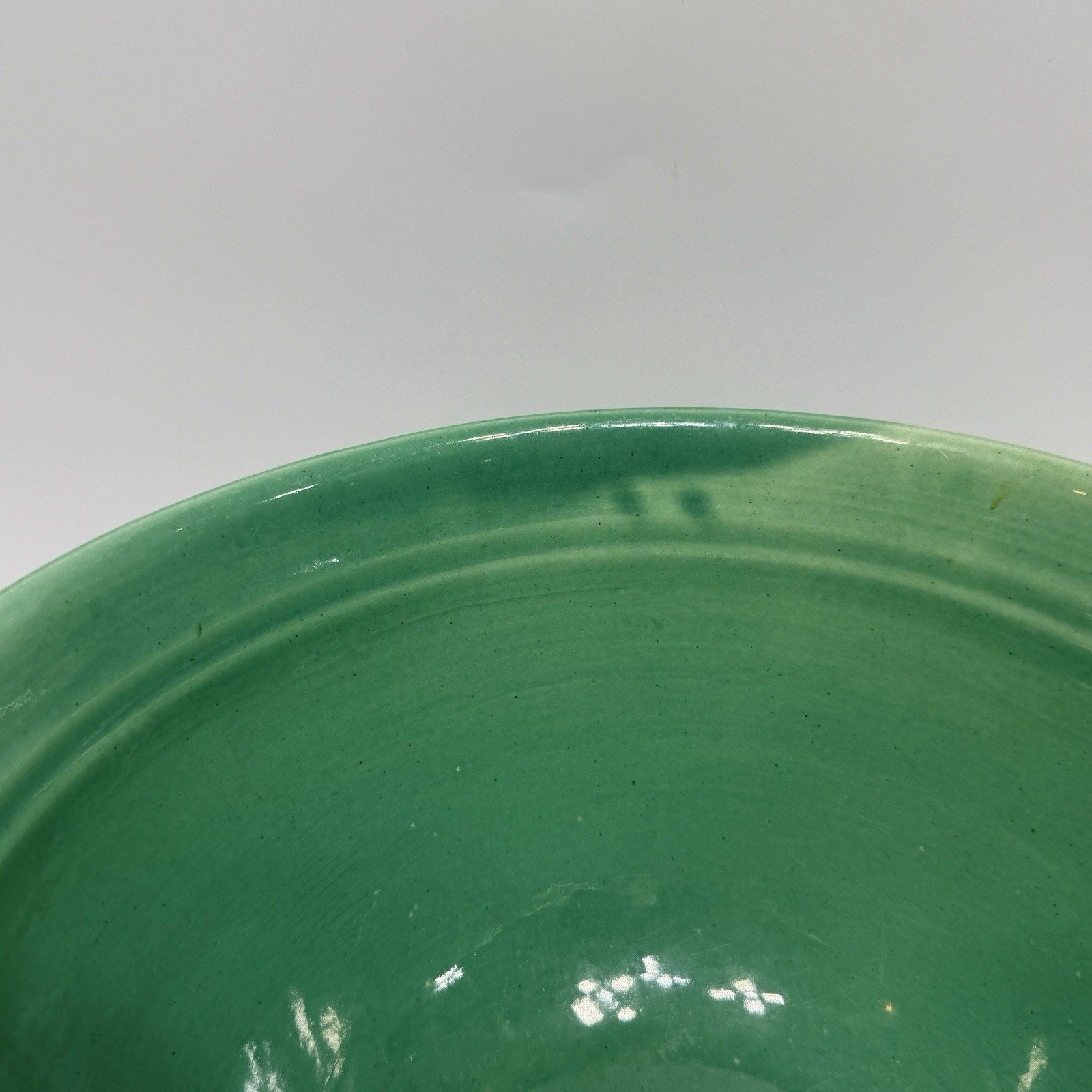 Vintage Bauer Ringware Mixing Bowl Turquoise Green Glaze #12 USA Stoneware 9.25"