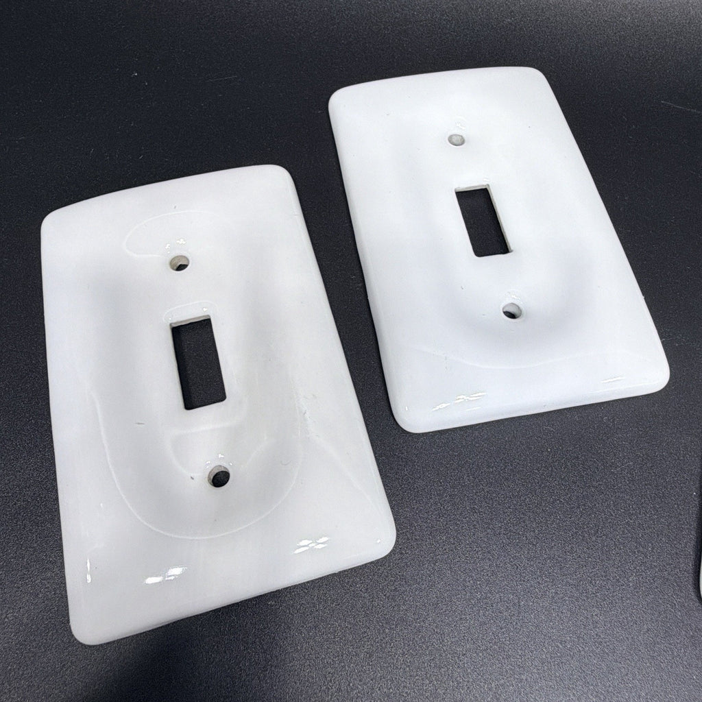 3 Vintage Porcelain Ceramic Dual Single Light Switch Wall Cover Plates White
