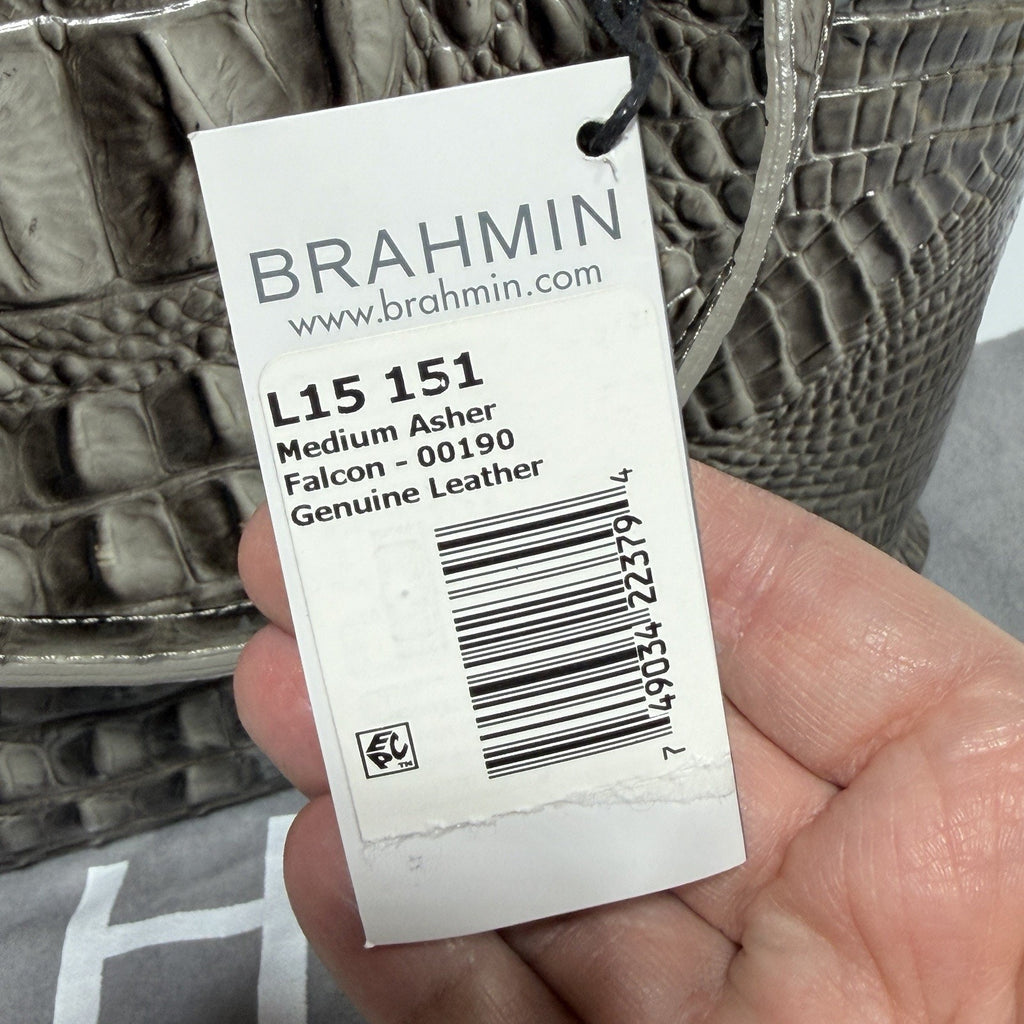 Brahmin Asher Leather Tote Purse Medium Embossed Croc Gray Falcon 15" NEW w/ tag