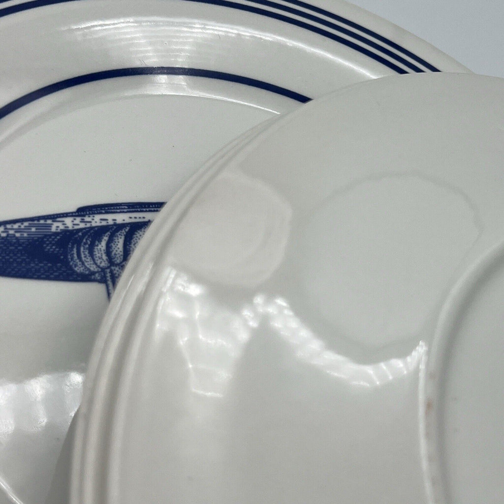 Set 8 Williams Sonoma Carime 9” Dessert Cake Plates Blue White Stripe England