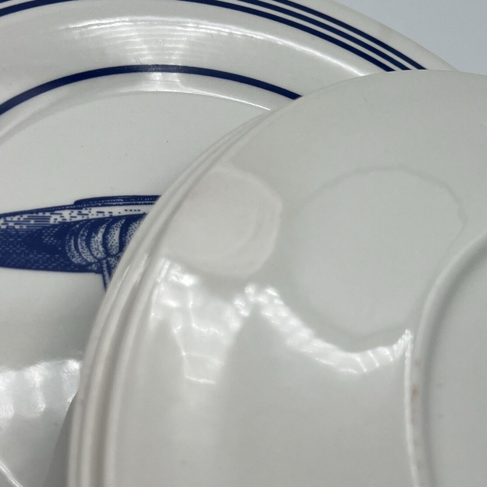 Set 8 Williams Sonoma Carime 9” Dessert Cake Plates Blue White Stripe England