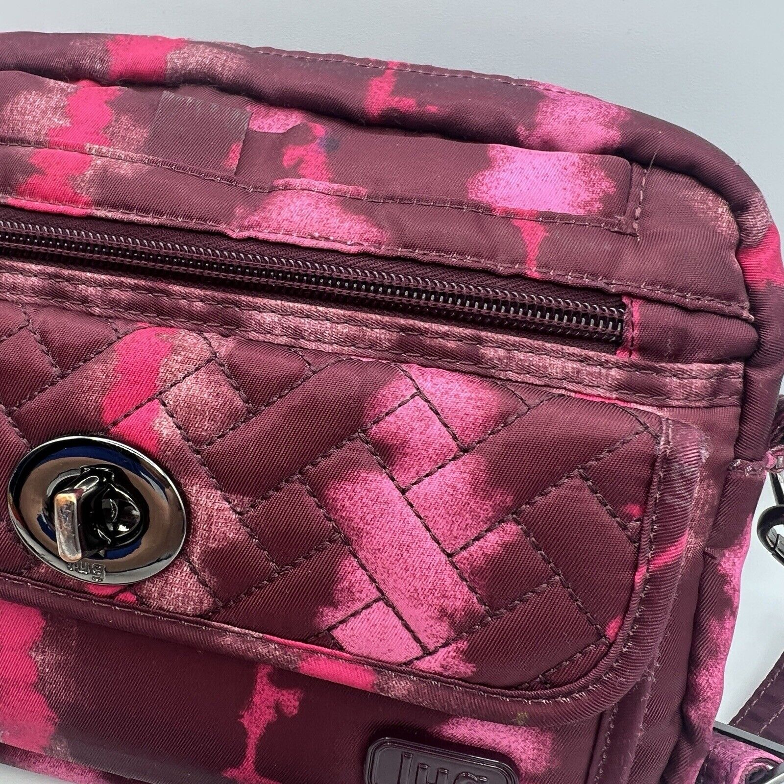 Pink Magenta Lug SWITCH Mini Crossbody Belt Bag Wristlet 6x9 Purse Tie Dye
