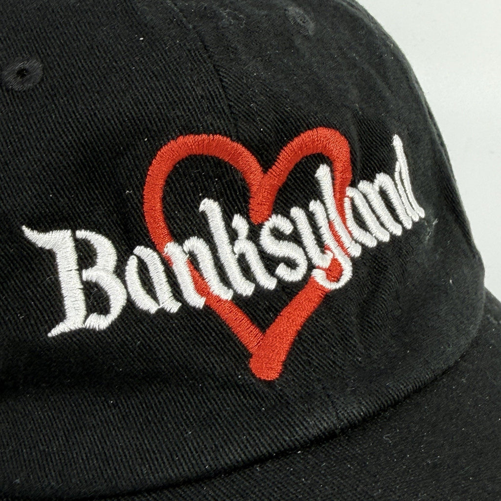 Black Banksyland Adjustable Hat Cap Embroidered Cotton Red Heart Banksy