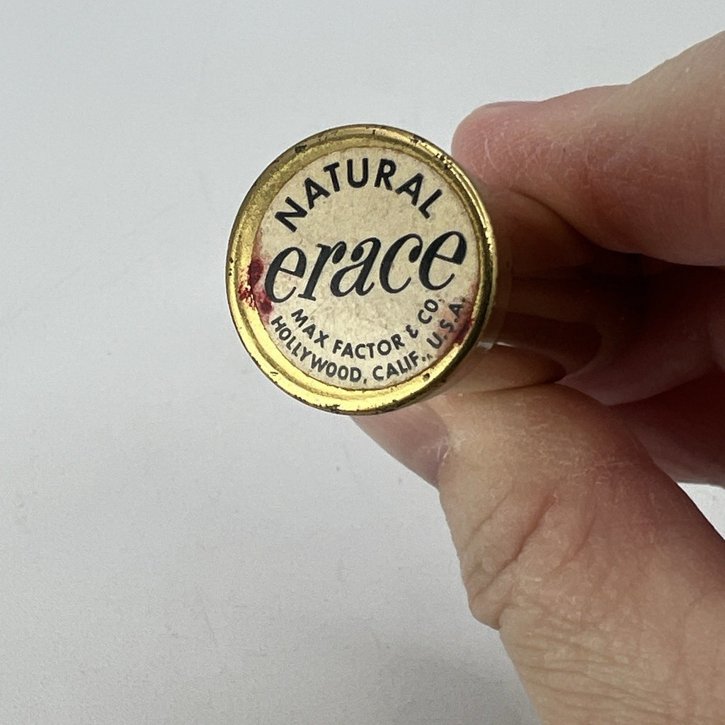 Vintage Max Factor Erace NATURAL Cover Up Concealer Gold Brass Tube NOS