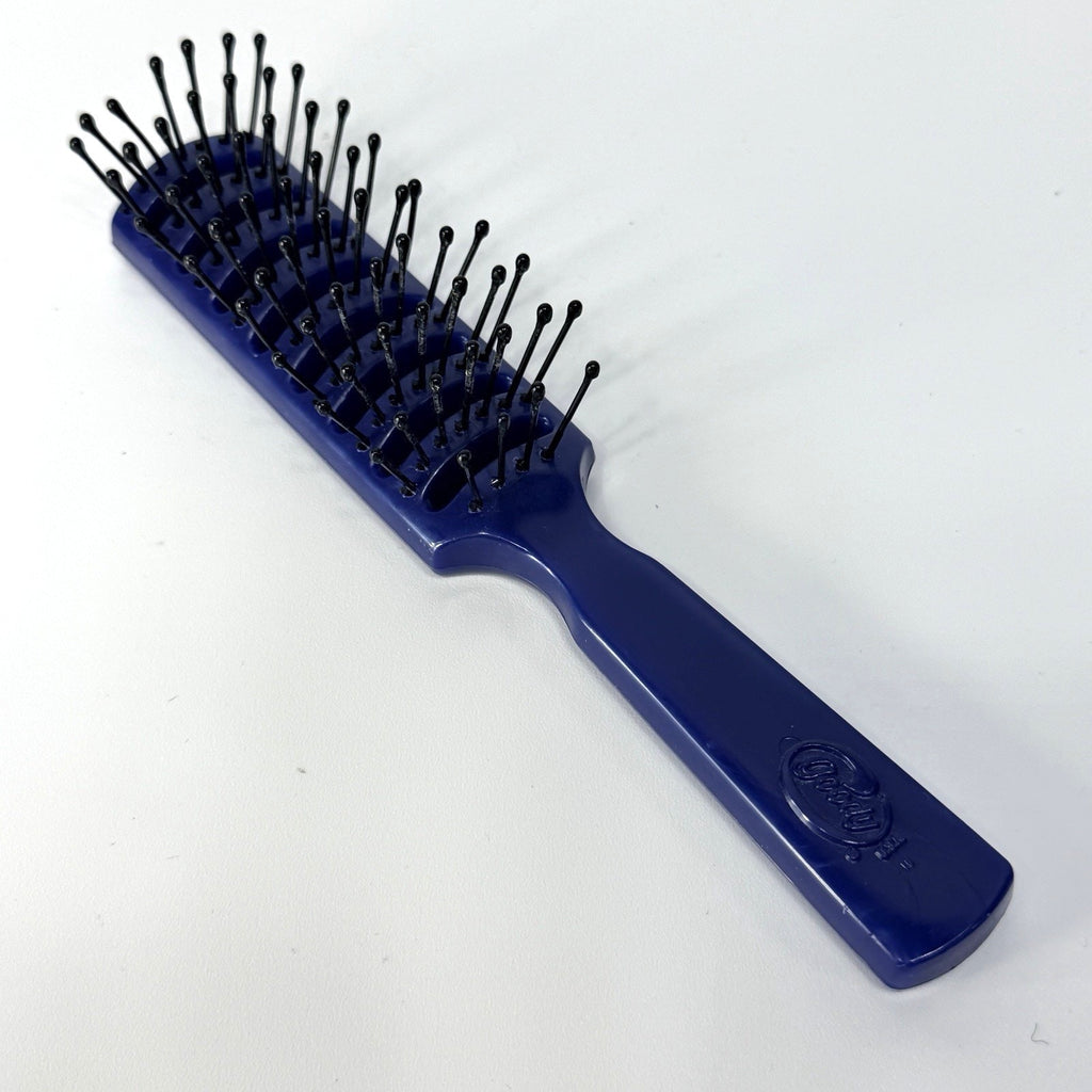Vintage 1980s GOODY Vented Hair Brush Pocket Navy Blue Ball Tip USA 8" USA
