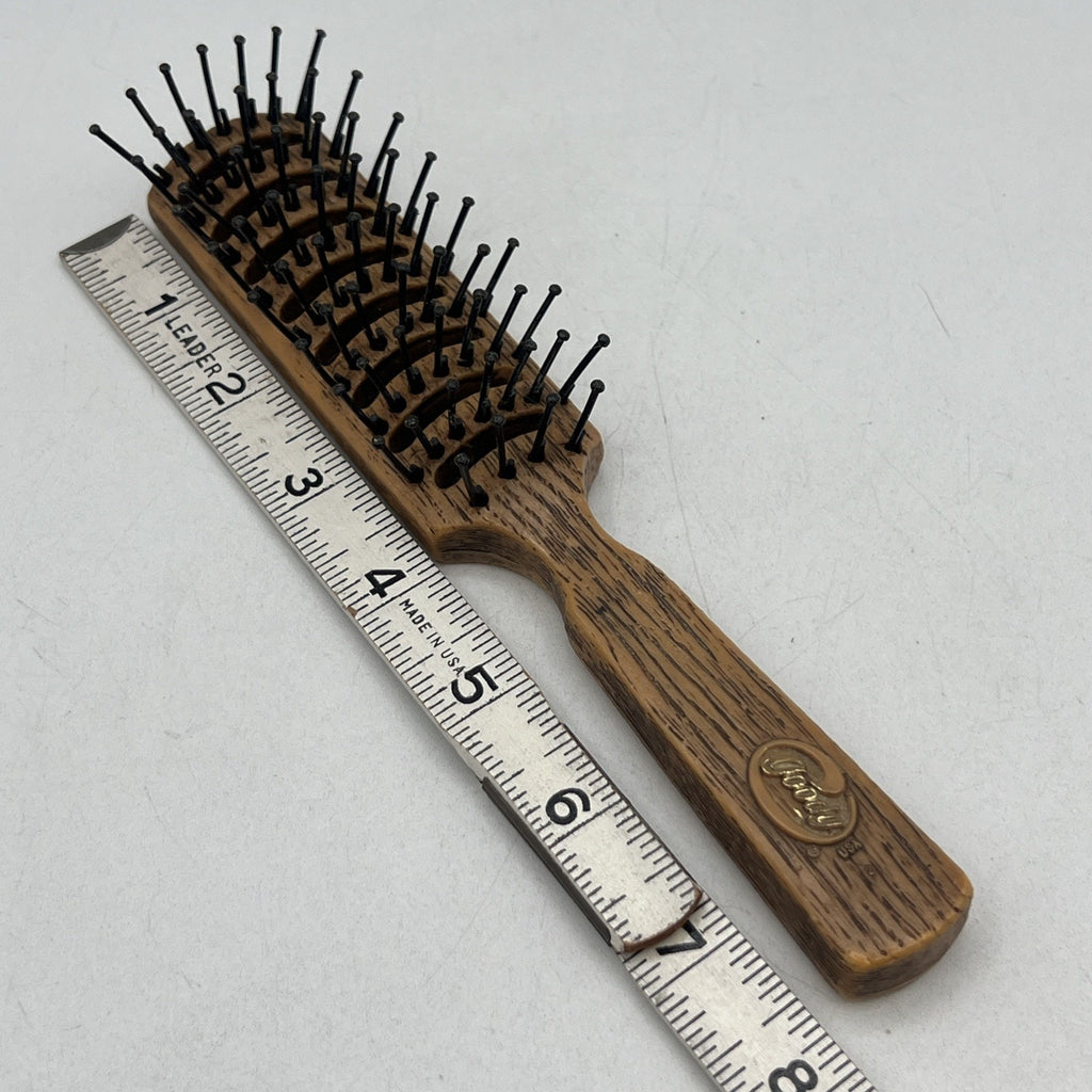 Vintage Goody Faux Wood Grain Hair Brush Nylon Bristles Smoothing Brown 7.5”