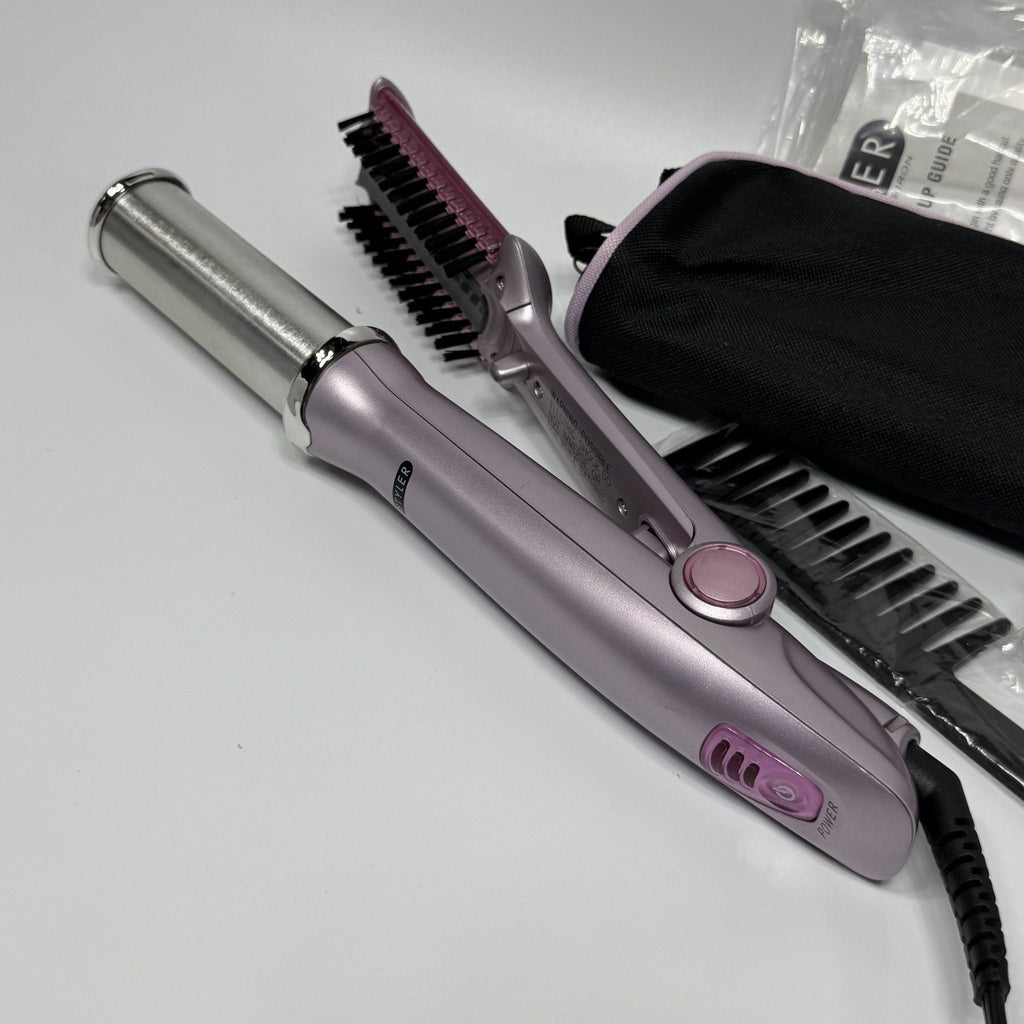 InStyler Wet to 2 Dry Rotating Curling Iron Brush Purple Complete Bag Comb NEW