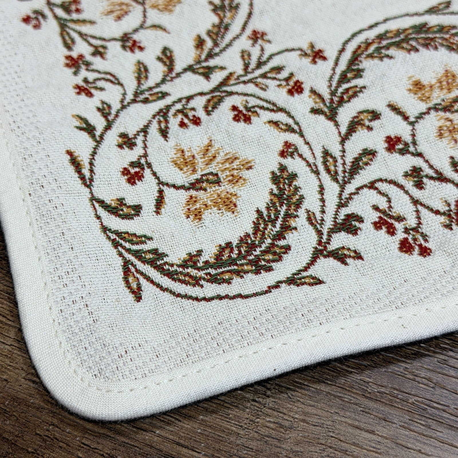 Set 4 Tissus Toselli Woven Placemats Chickens Rooster Fall Red Green France