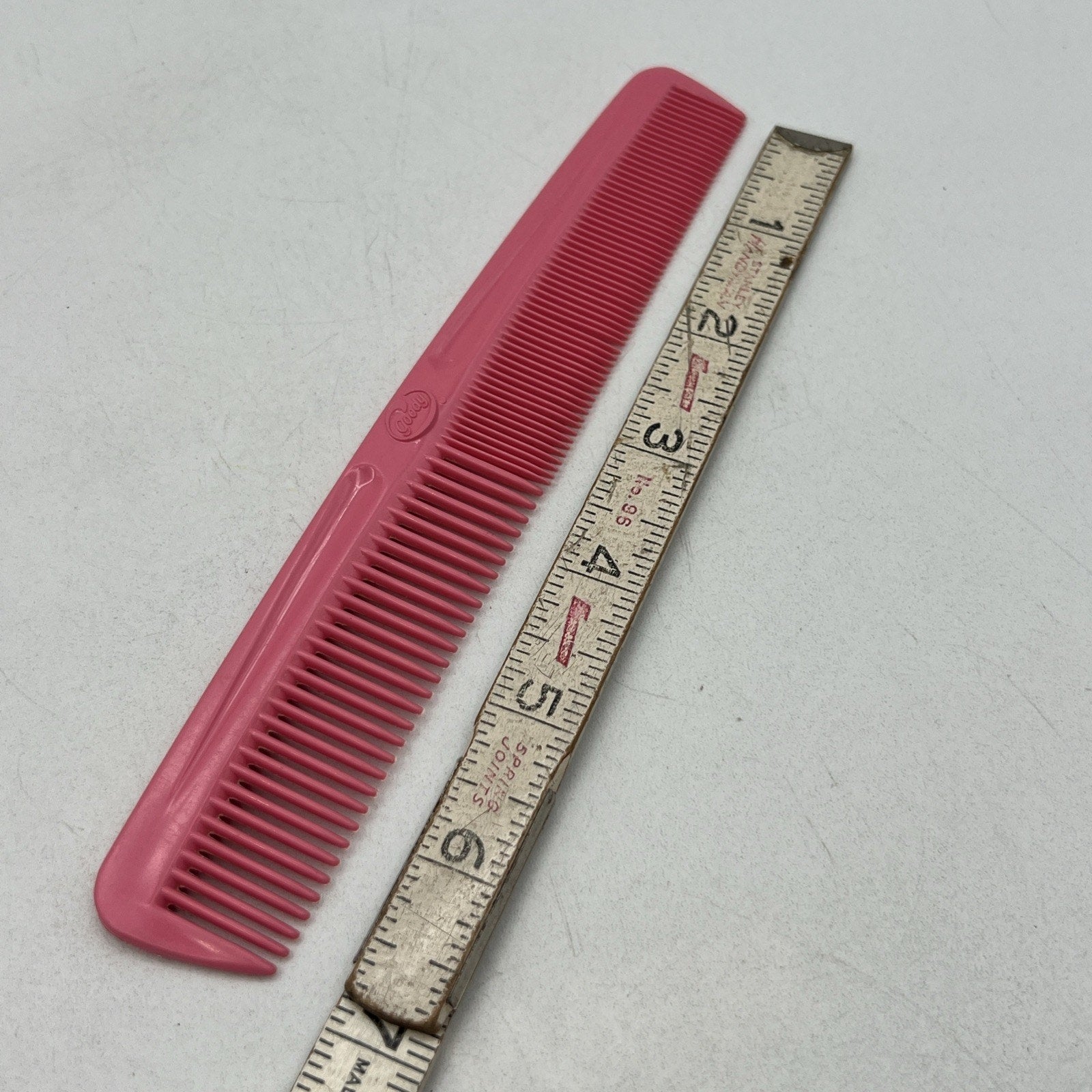 Vintage Goody Hair Comb Pink 7 1/2” Wide Tight Teeth Tease 7.5" Pocket