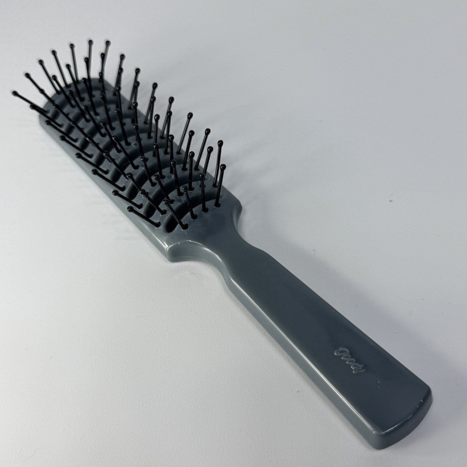Vintage 1980s GOODY Vented Hair Brush Pocket Travel Gray Ball Tip USA 7.5” USA