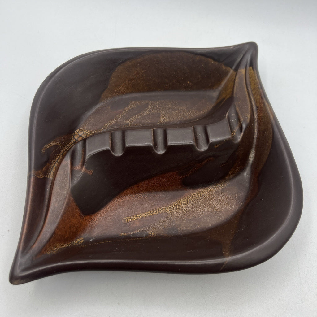 Vtg Royal HAEGER 2094 Brown Earth Wrap Molted Ashtray USA 12.5" MCM 1970s