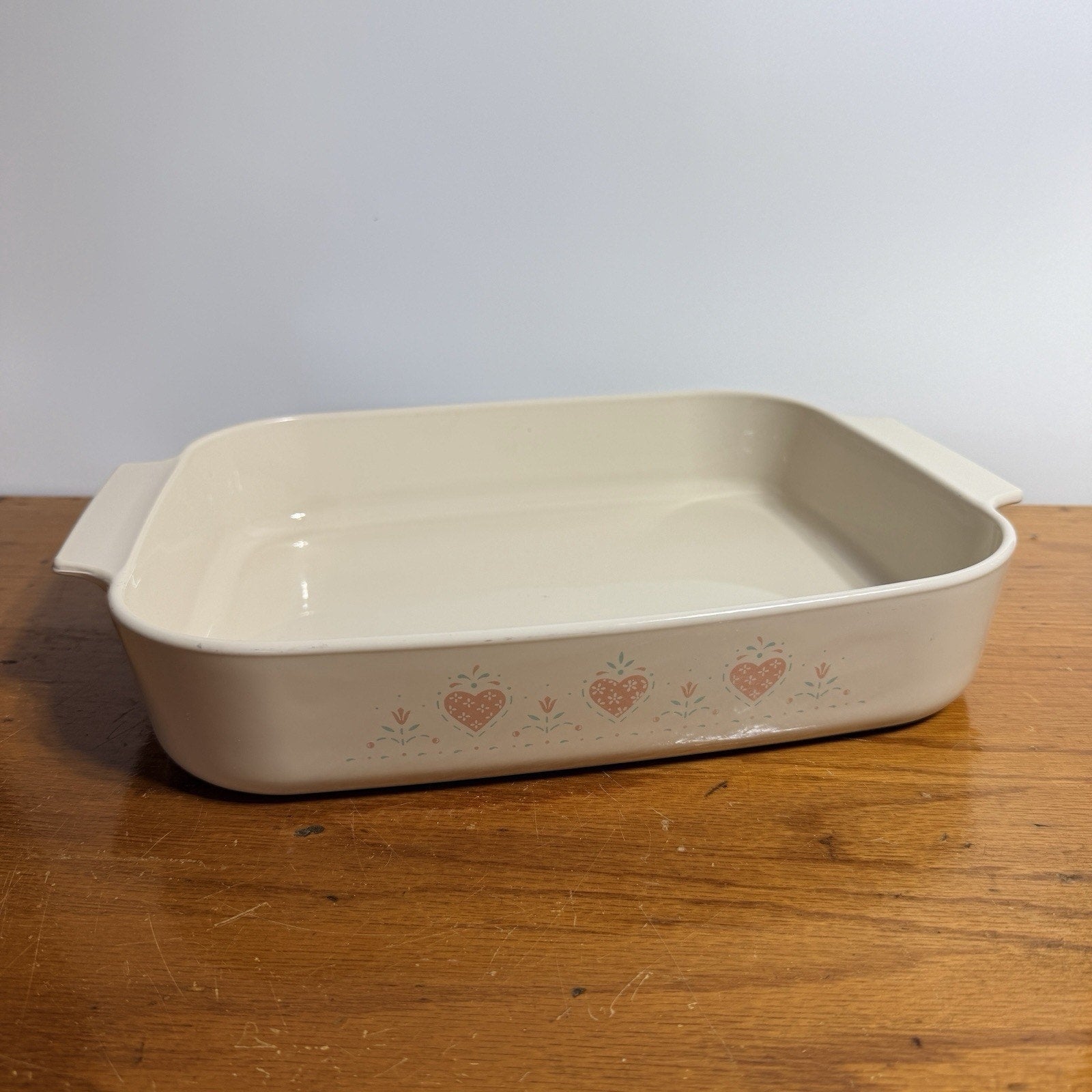 Corning Ware Forever Yours 9x13 Rectangle Roaster Lasagna Cake Pan Pink Heart