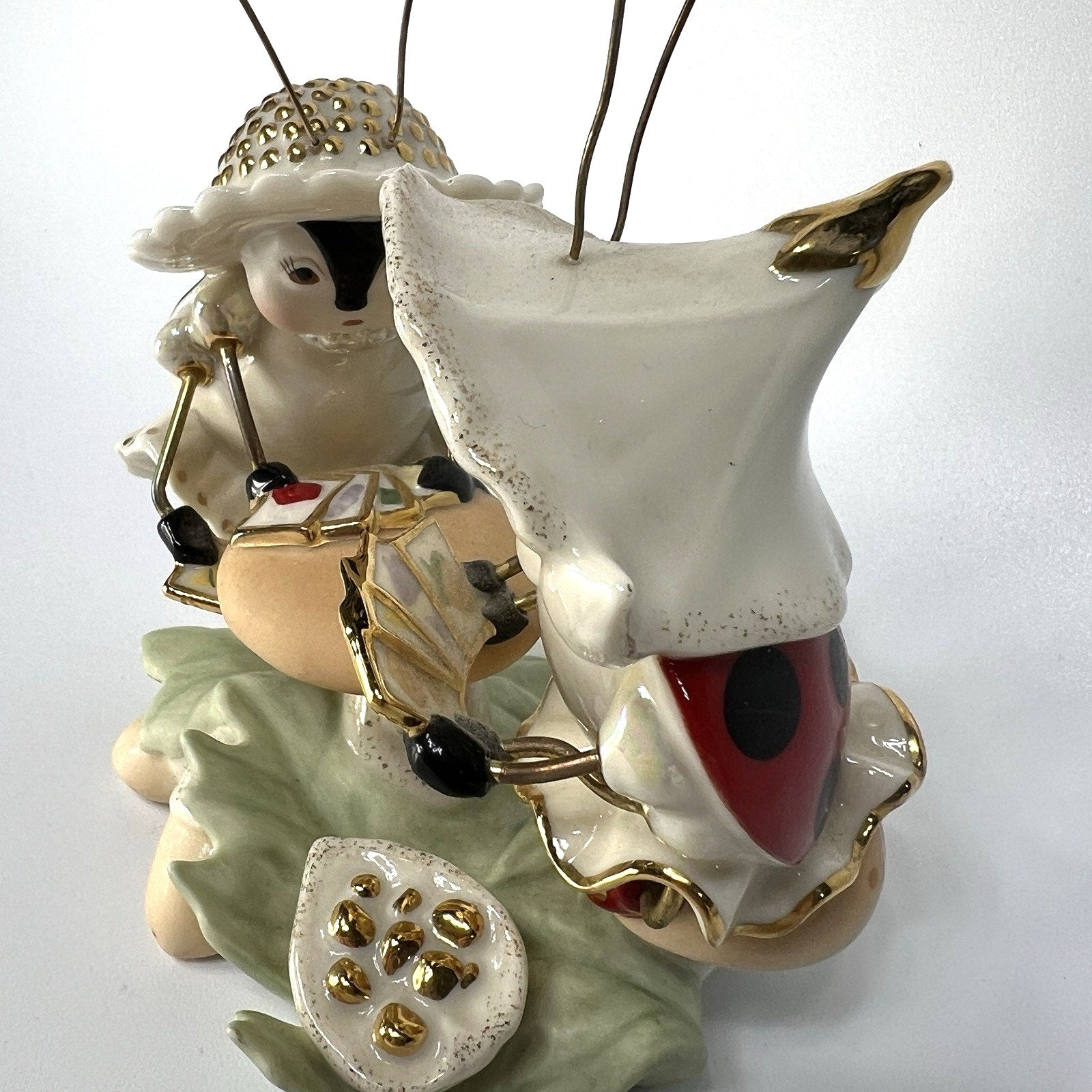 Lenox Treasures Lucky Ladybugs Playing Cards Garden Figurine Mushroom 5"