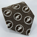 Vintage 70s Brown White Rhino Rhinoceros Next Tie Classic Formal Superba 4.25"