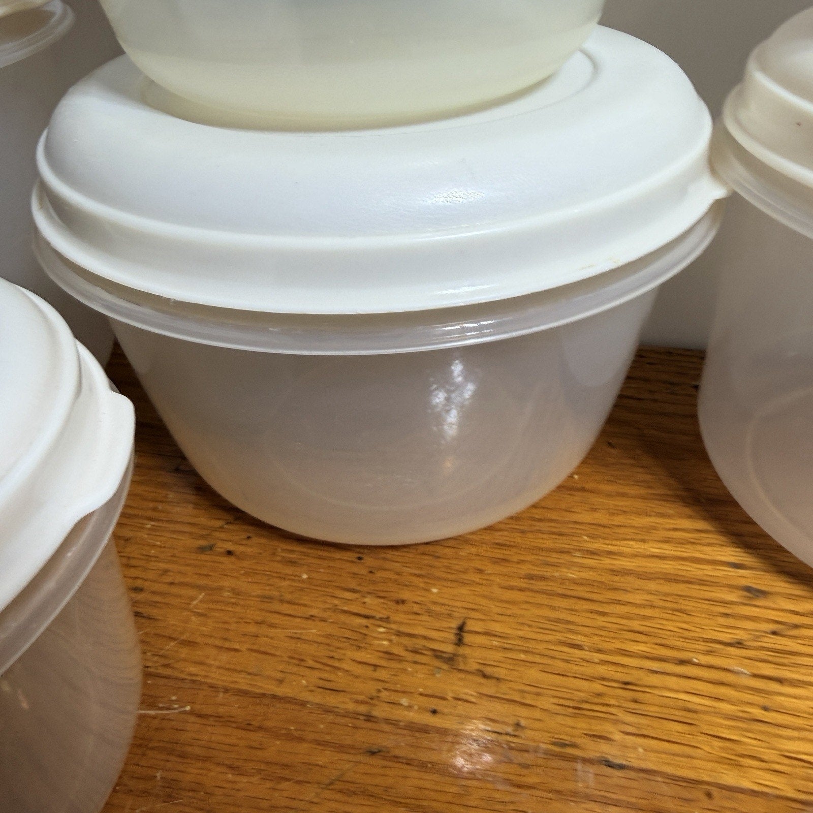 Set 8 Vtg Rubbermaid Servin Saver Round Food Containers Almond Lids