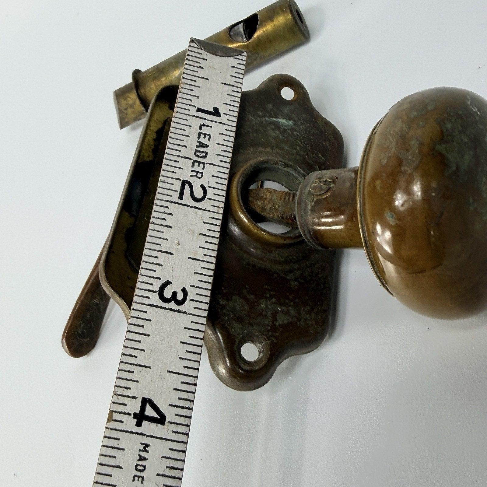 Antique Brass Closet Door Knob Lever Escutcheon Plates Spindle 2" Handle
