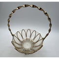Vintage Atomic Gold Wire Lucite Basket Candy Dish Bowl 8" MCM Glitter Hollywood
