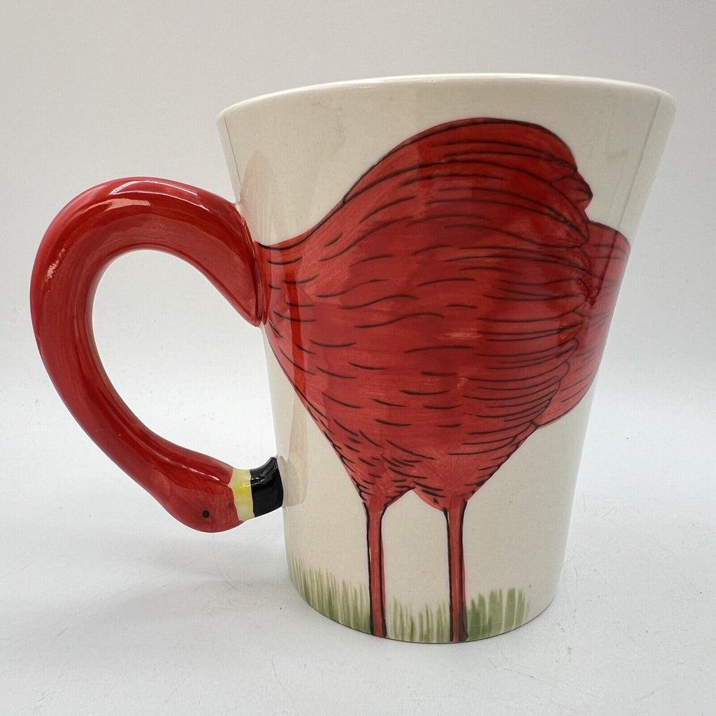 Large Pier 1 Pink Flamingo Bird 3D Coffee Mug 16oz Ceramic Sculpted Handle 5"