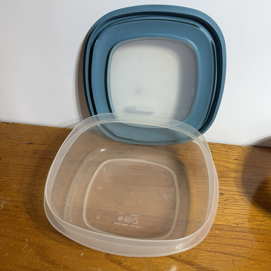 Rubbermaid 7J68 Premier 9 CUP Square Bowl Container Blue Easy View Lid
