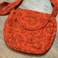Large Handmade Quilted Retro Red Paisley Purse Tote Bag 14"