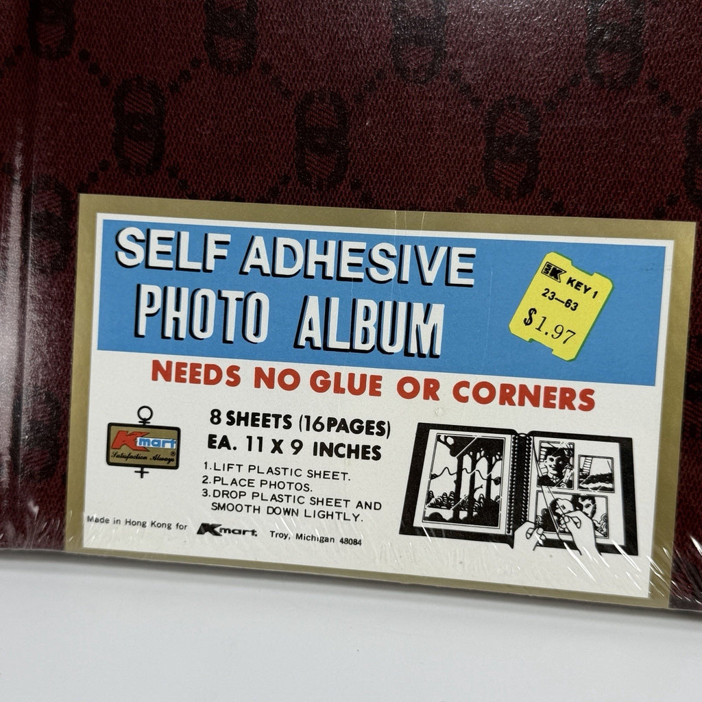 Set 2 Vtg Photo Album Burgundy Black Self Adhesive Kmart 10 Sheets 20 Pages